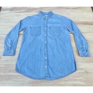 LEVI'S Shirt Denim Button Down Long Sleeve Modern Fit Pocket Men's Blue SIZE‎ M